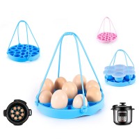 New 9-Hole Food Grade Silicone Steamed Egg Rack With Handle Heat-Resistant Silicone Steamer Rack Cooking Tray