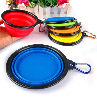 Custom Portable Eco-friendly Silicone Collapsible Travel Dog Bowl With Hook