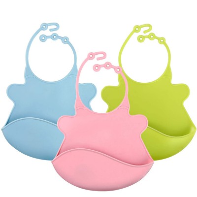 Waterproof Hot Selling Adjustable Customised Silicone Baby Feeding Food Bibs