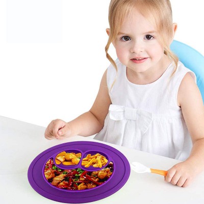 Wholesale Non-slip Food Grade Cartoon Reusable Silicone Baby Plate