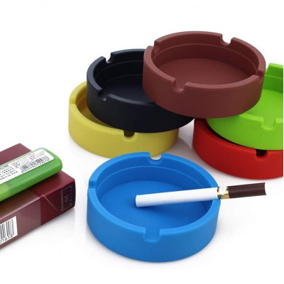 Wholesale Soft Eco-Friendly Round Shatterproof Cigar Rubber Silicone Ashtray With Custom Logo